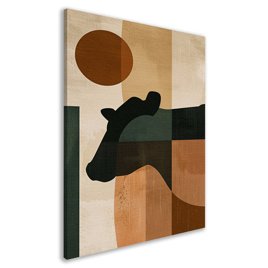 Gestileerde abstracte afbeelding van paard en zon canvas