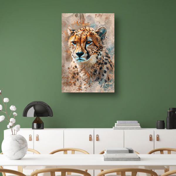 Digitale kunst van cheetah met abstracte achtergrond canvas