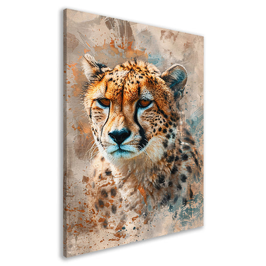 Digitale kunst van cheetah met abstracte achtergrond canvas