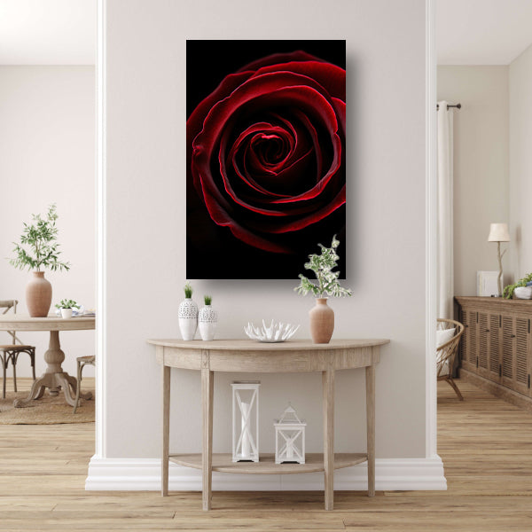 Close-up van een rode roos canvas