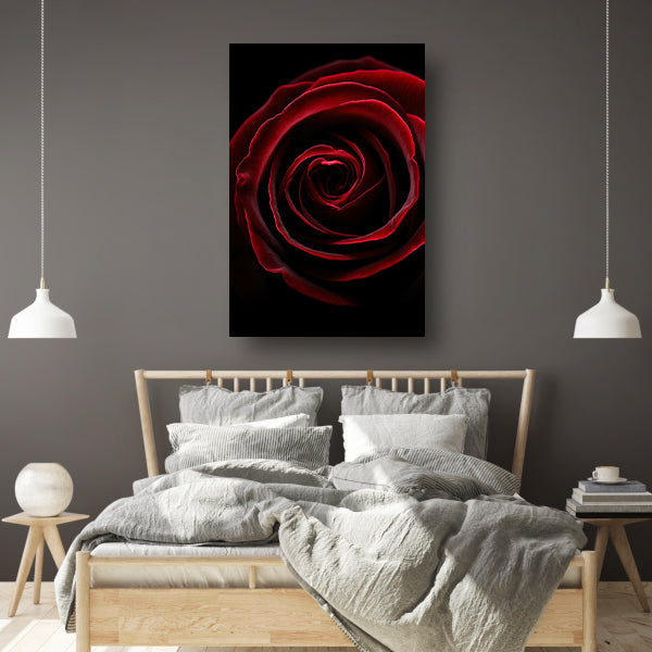 Close-up van een rode roos canvas