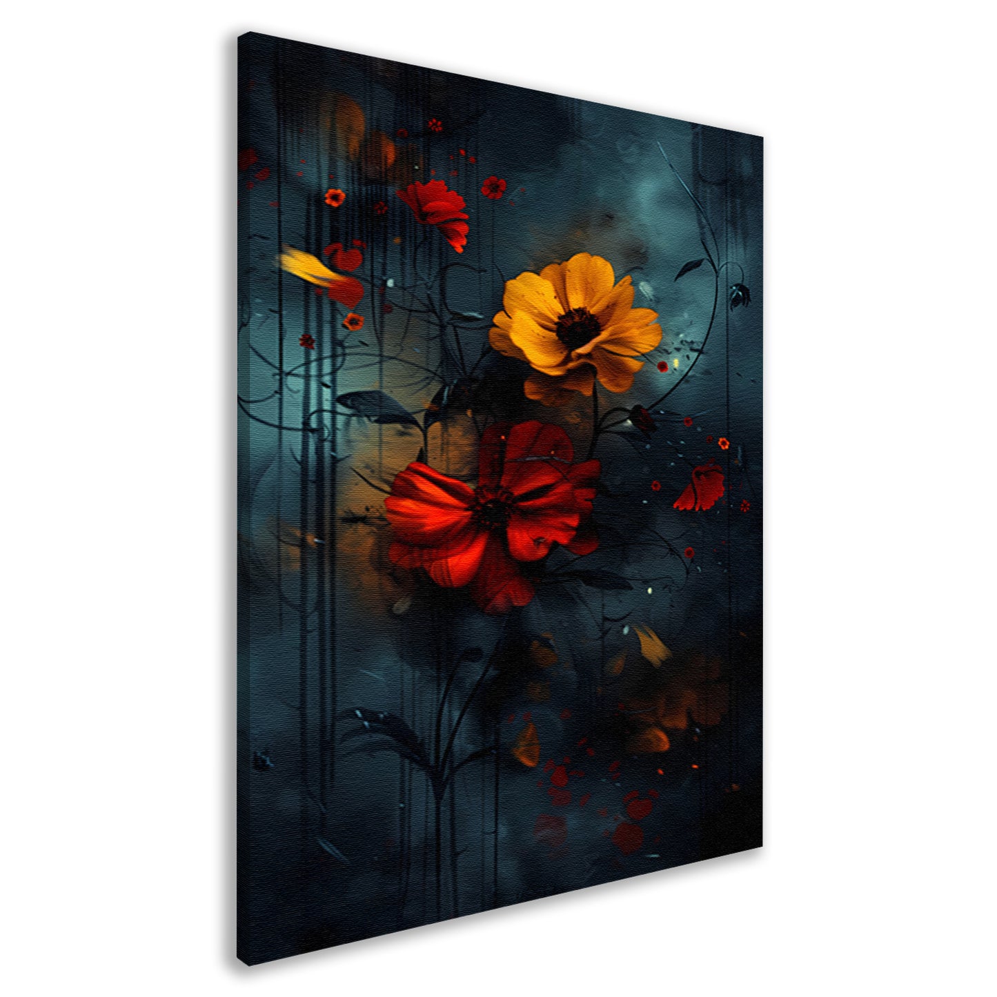 Abstracte bloemen in de regen canvas