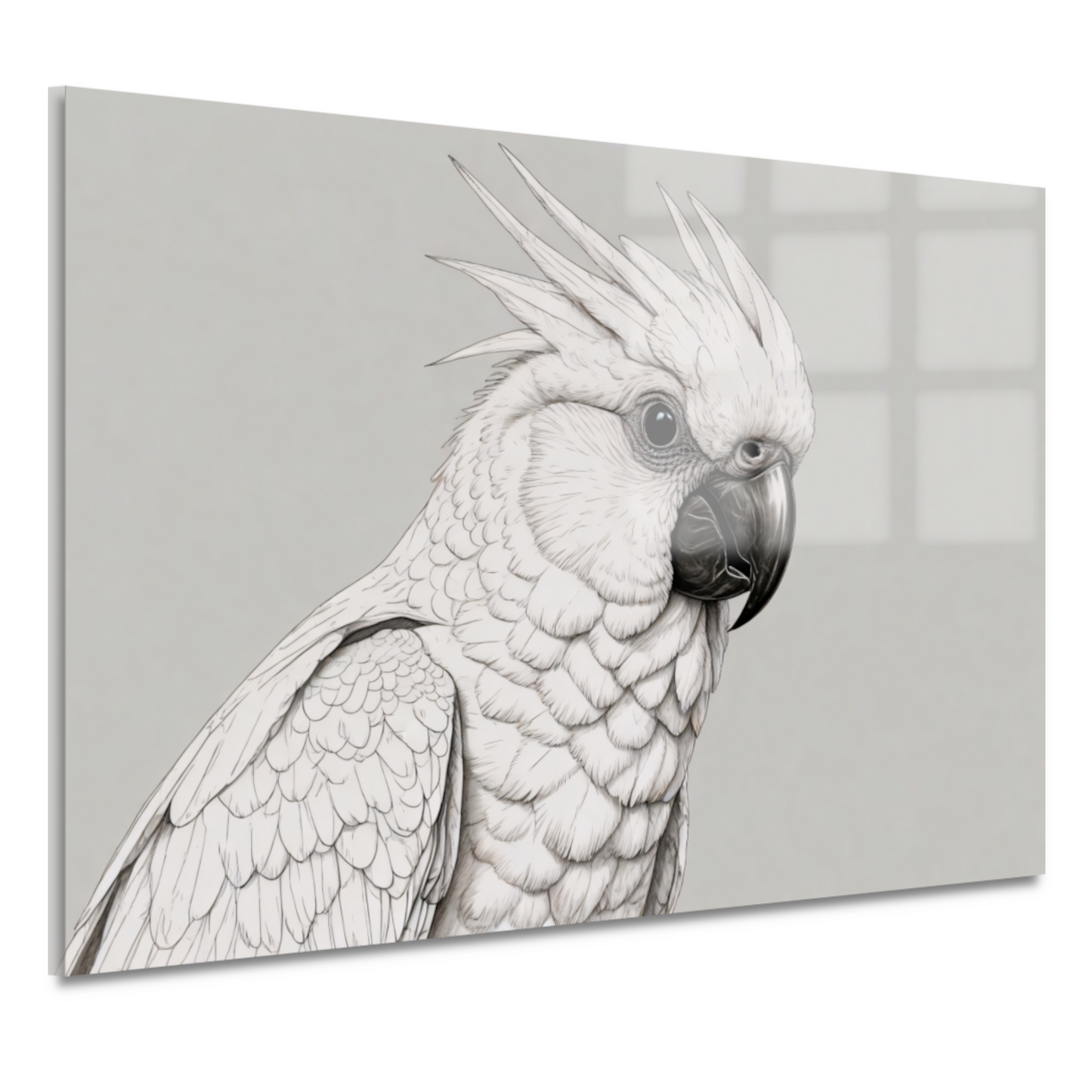 Elegante Zwart-Witte Kaketoe Illustratie acrylglas
