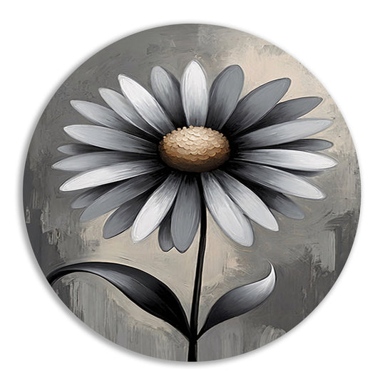 Stilistische Bloem in Monochroom Grijs aluminium muurcirkel