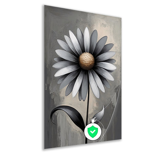 Stilistische Bloem in Monochroom Grijs poster