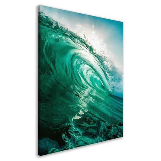 Dynamische oceaan golf met zonlicht canvas