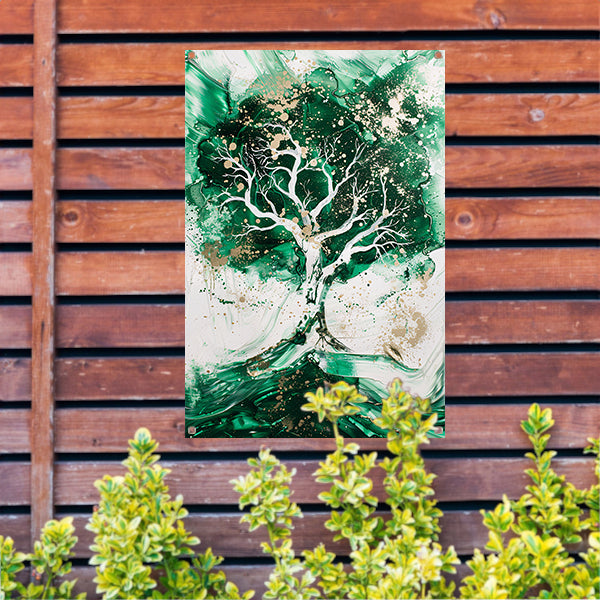 Abstract schilderij van dynamische boom tuinposter