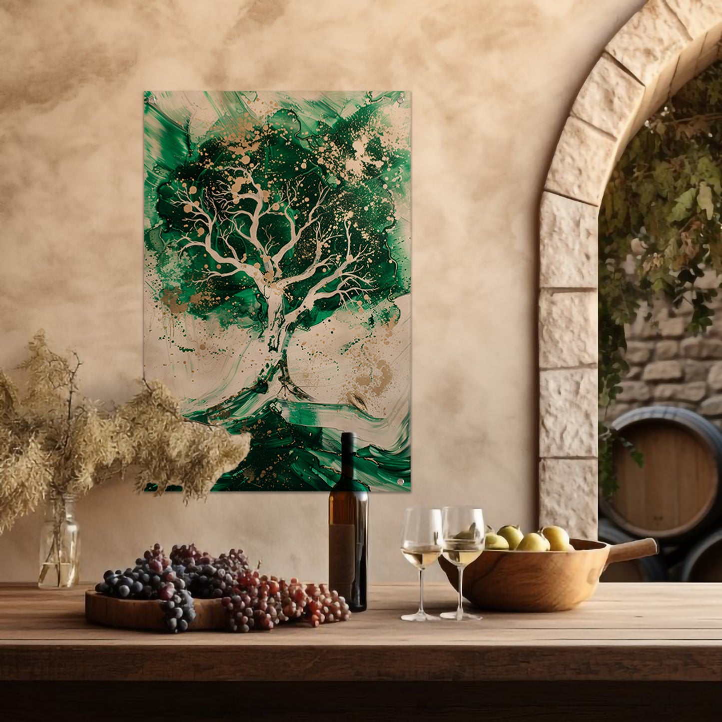 Abstract schilderij van dynamische boom tuinposter