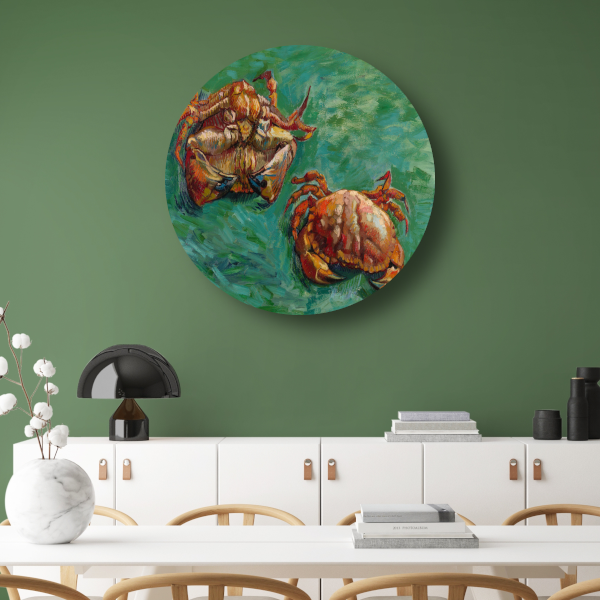 Twee krabben - Vincent van Gogh aluminium muurcirkel