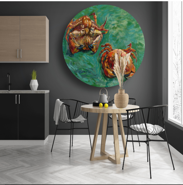 Twee krabben - Vincent van Gogh aluminium muurcirkel