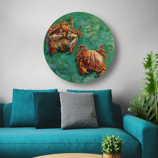 Twee krabben - Vincent van Gogh aluminium muurcirkel