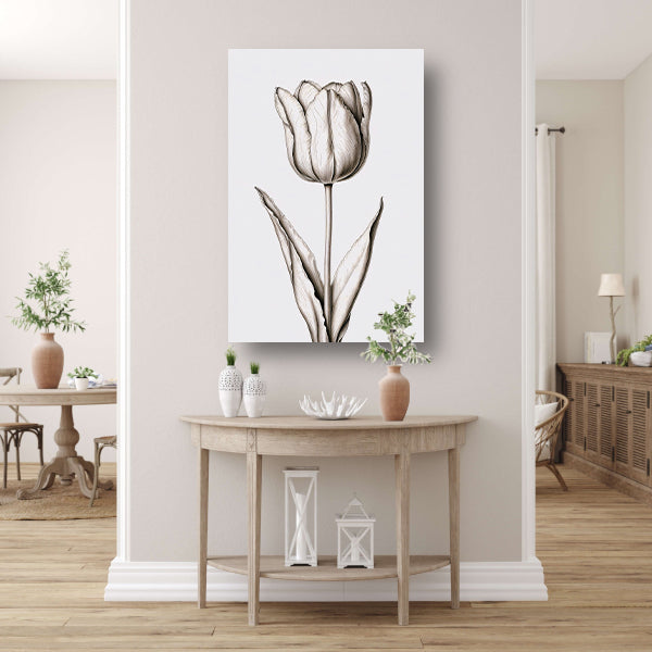 Elegante tulp in zwart-wit lijnen acrylglas