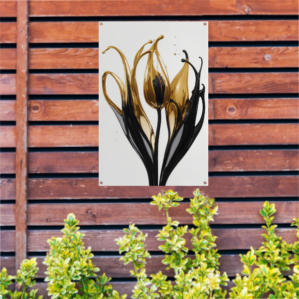 Abstracte Gouden en Zwarte Tulpen Silhouet tuinposter