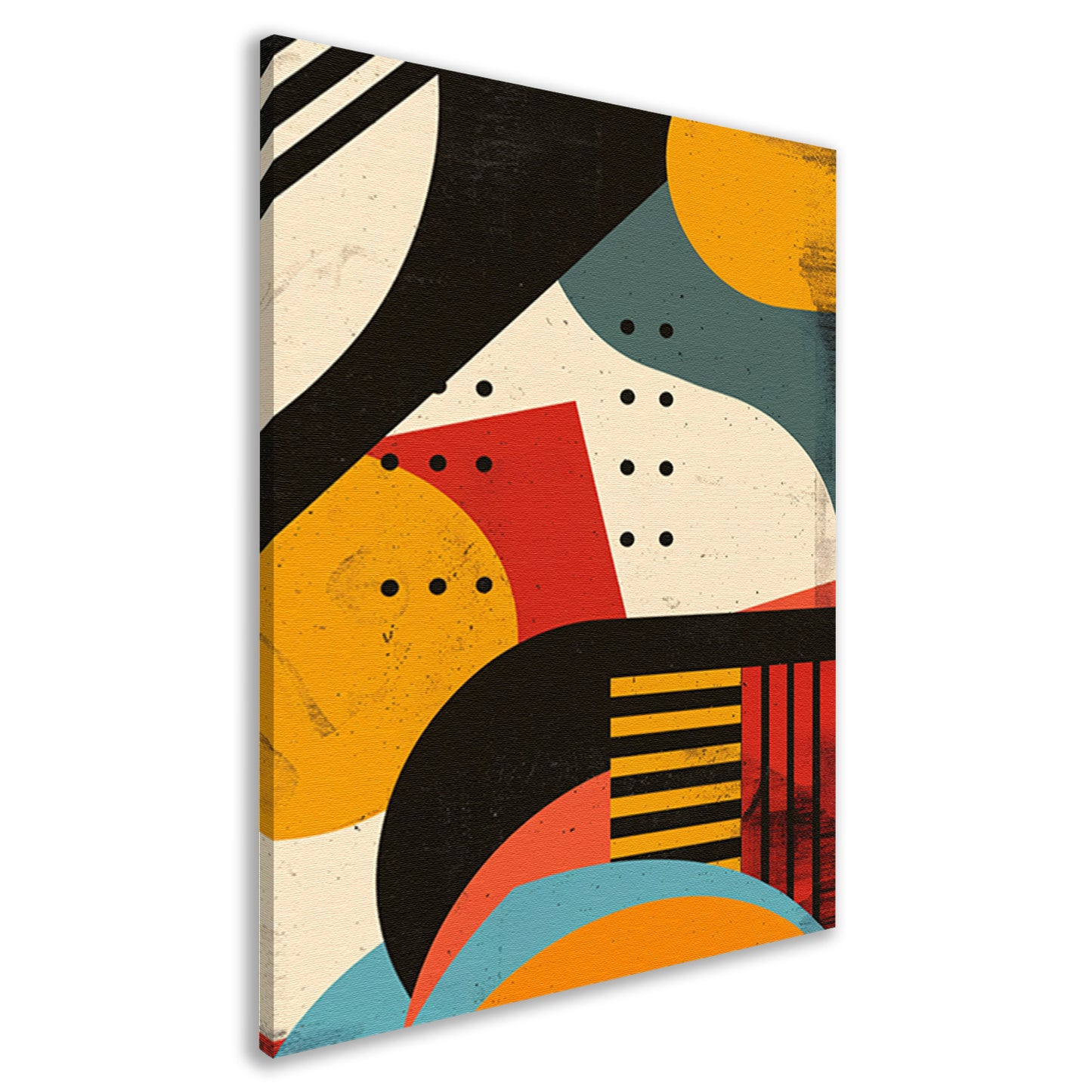 Abstract compositie met geometrische vormen en primaire kleuren canvas
