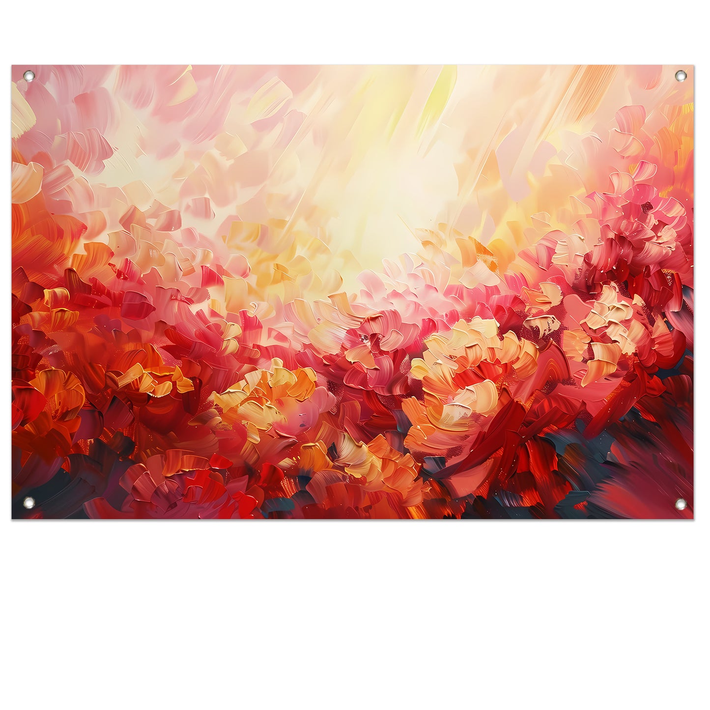Kleurrijk abstract bloemenveld in warme tinten tuinposter
