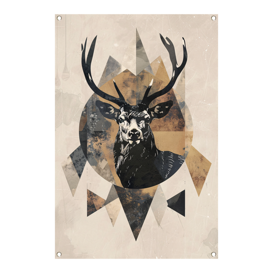 Abstract Hert in Geometrische Sepia Tinten tuinposter