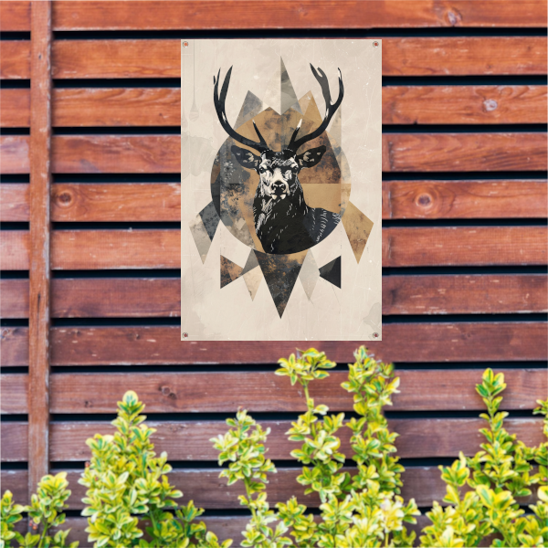 Abstract Hert in Geometrische Sepia Tinten tuinposter