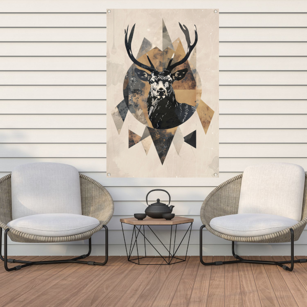 Abstract Hert in Geometrische Sepia Tinten tuinposter