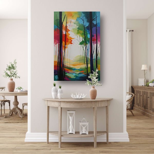 Abstracte Kleurrijke Boslandschap Impressie canvas