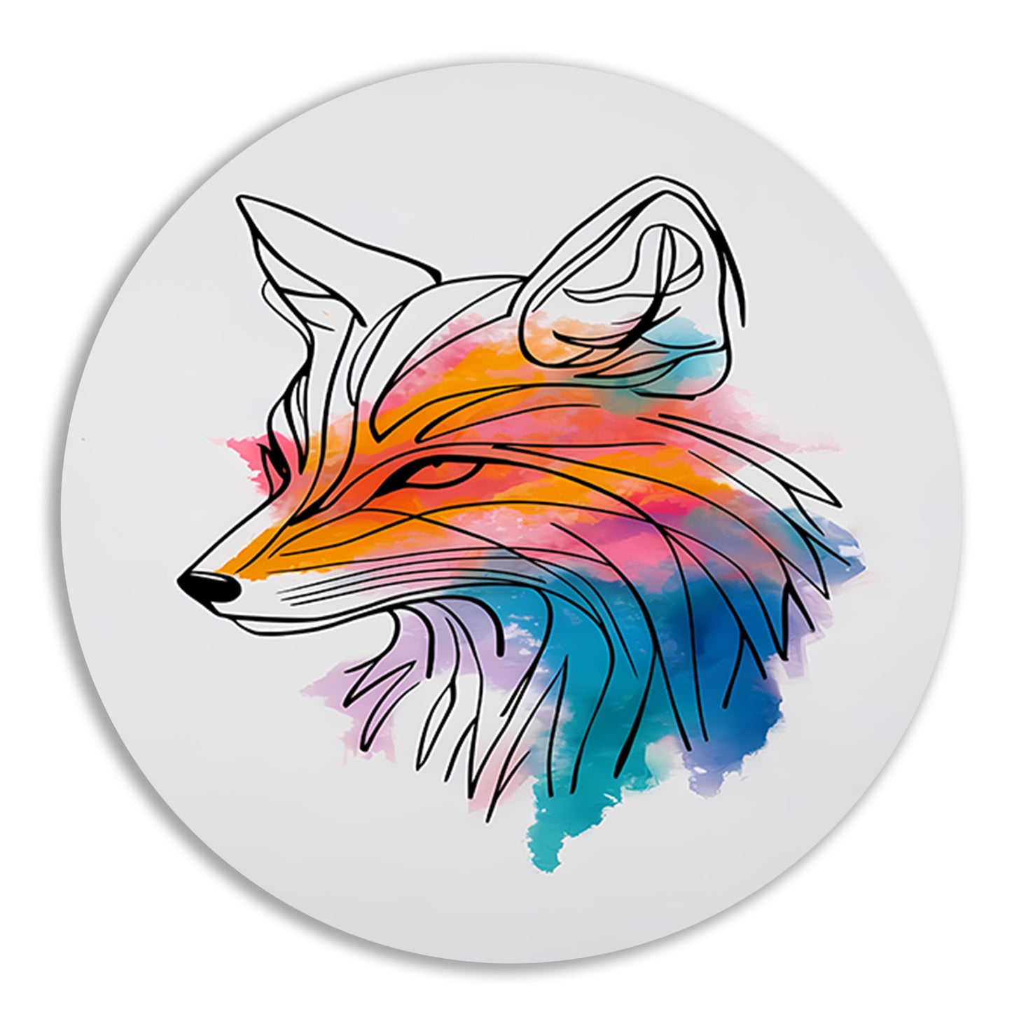 Moderne Lijnkunst Illustratie van een Vos aluminium muurcirkel