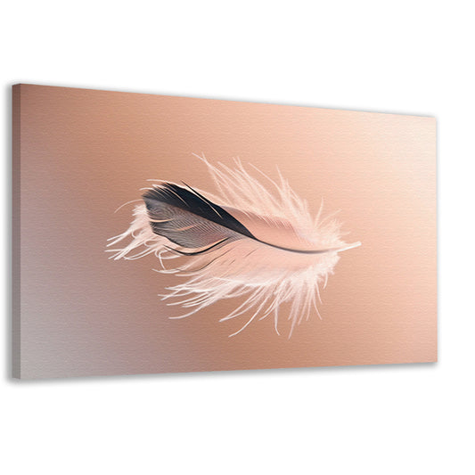 Minimalistische veer in zachte tonen canvas