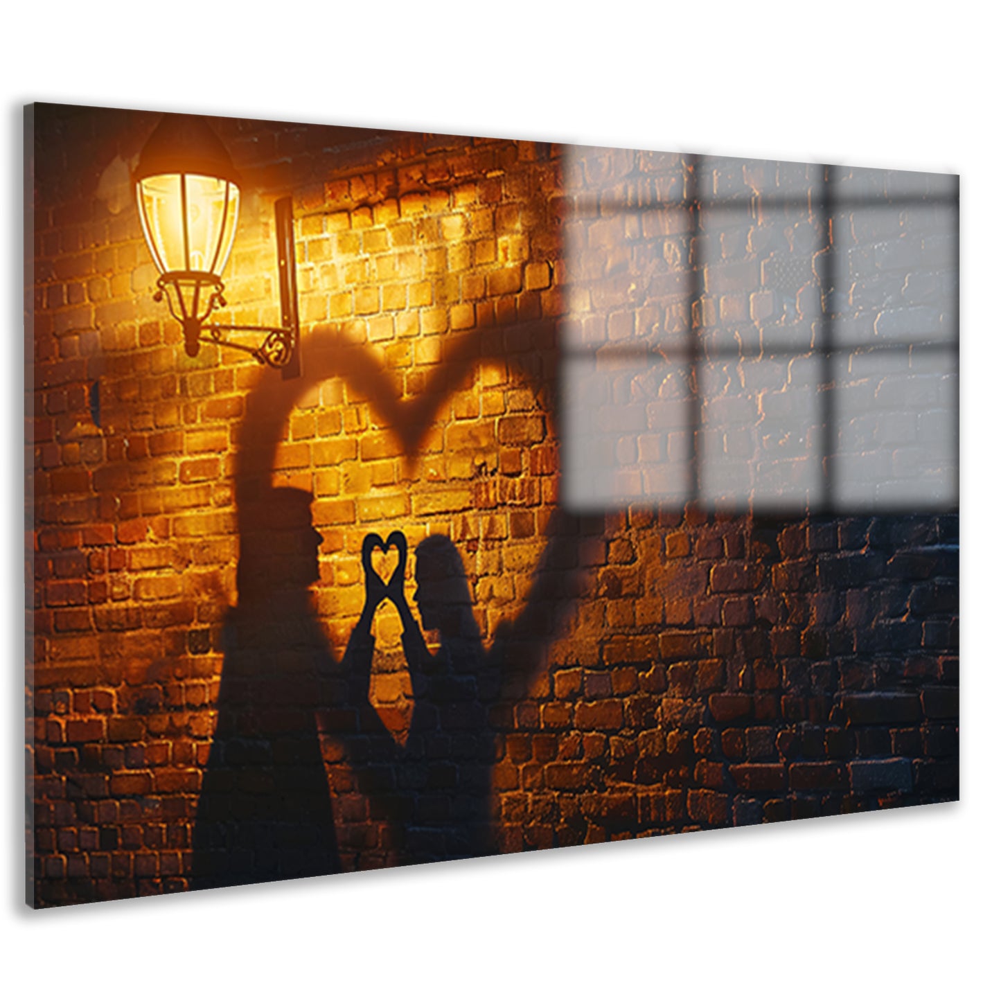 Romantische schaduwkunst onder straatlantaarn acrylglas