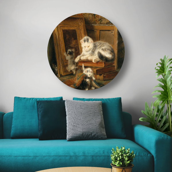 Verstoppertje - Henriette Ronner-Knip aluminium muurcirkel