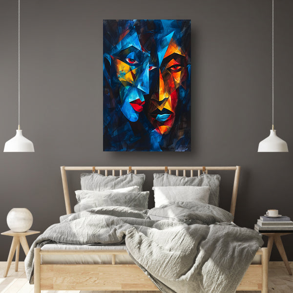 Kubistisch Portret met Twee Gezichten canvas