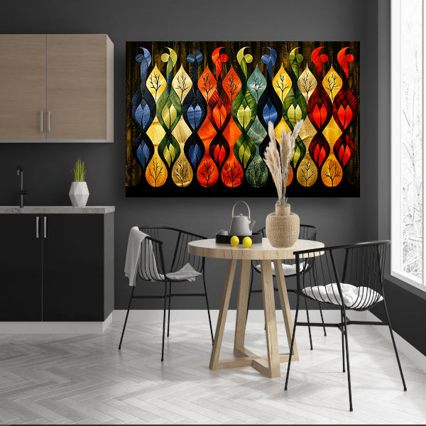 Kleurrijke abstracte bomen in verschillende stijlen canvas