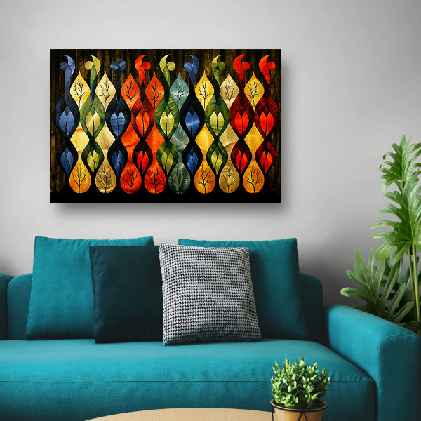 Kleurrijke abstracte bomen in verschillende stijlen poster