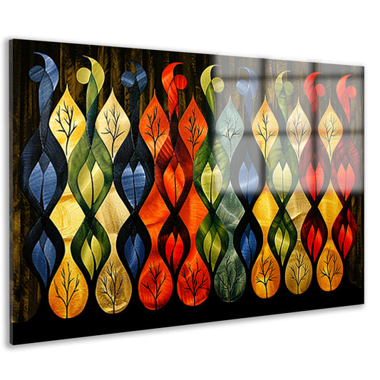 Kleurrijke abstracte bomen in verschillende stijlen acrylglas