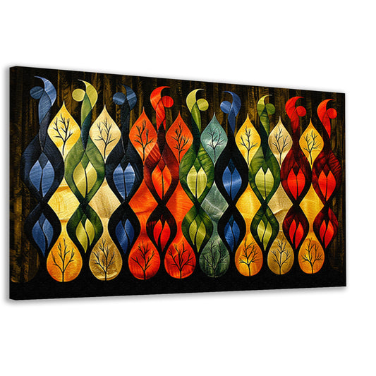 Kleurrijke abstracte bomen in verschillende stijlen canvas