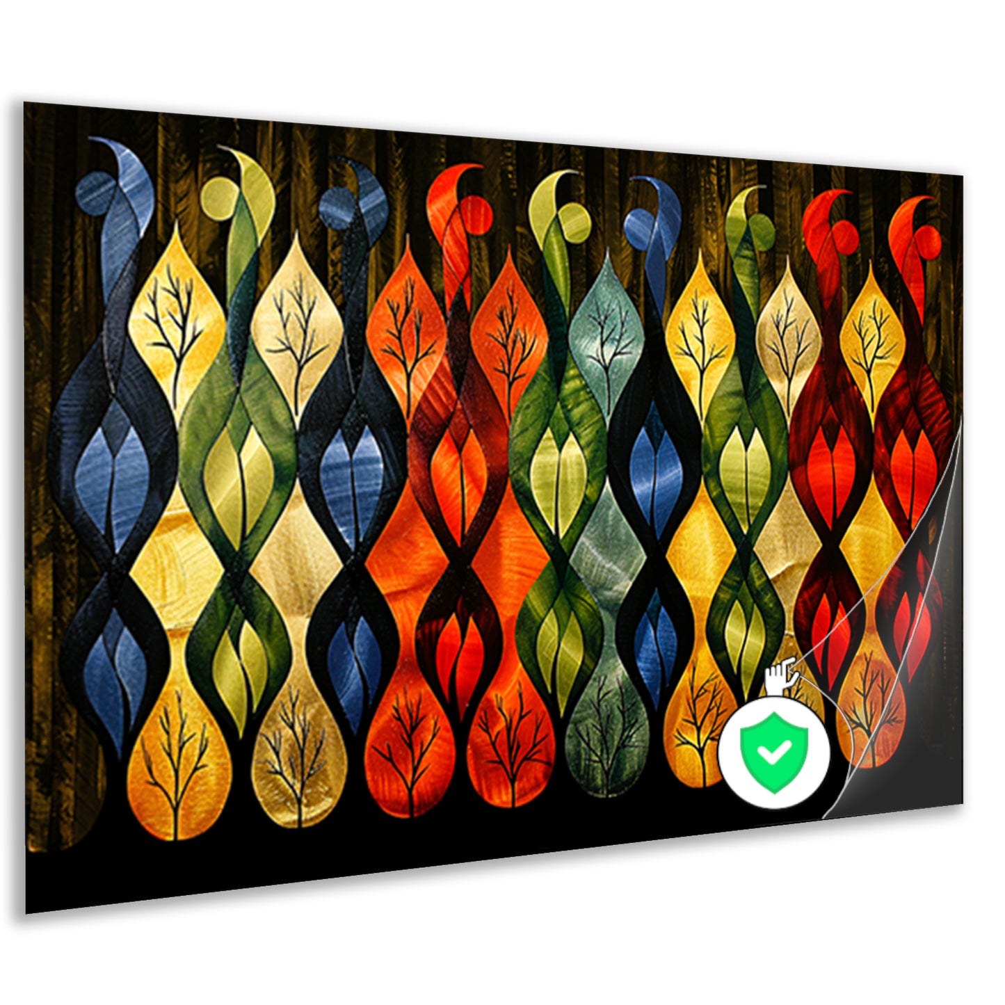 Kleurrijke abstracte bomen in verschillende stijlen poster