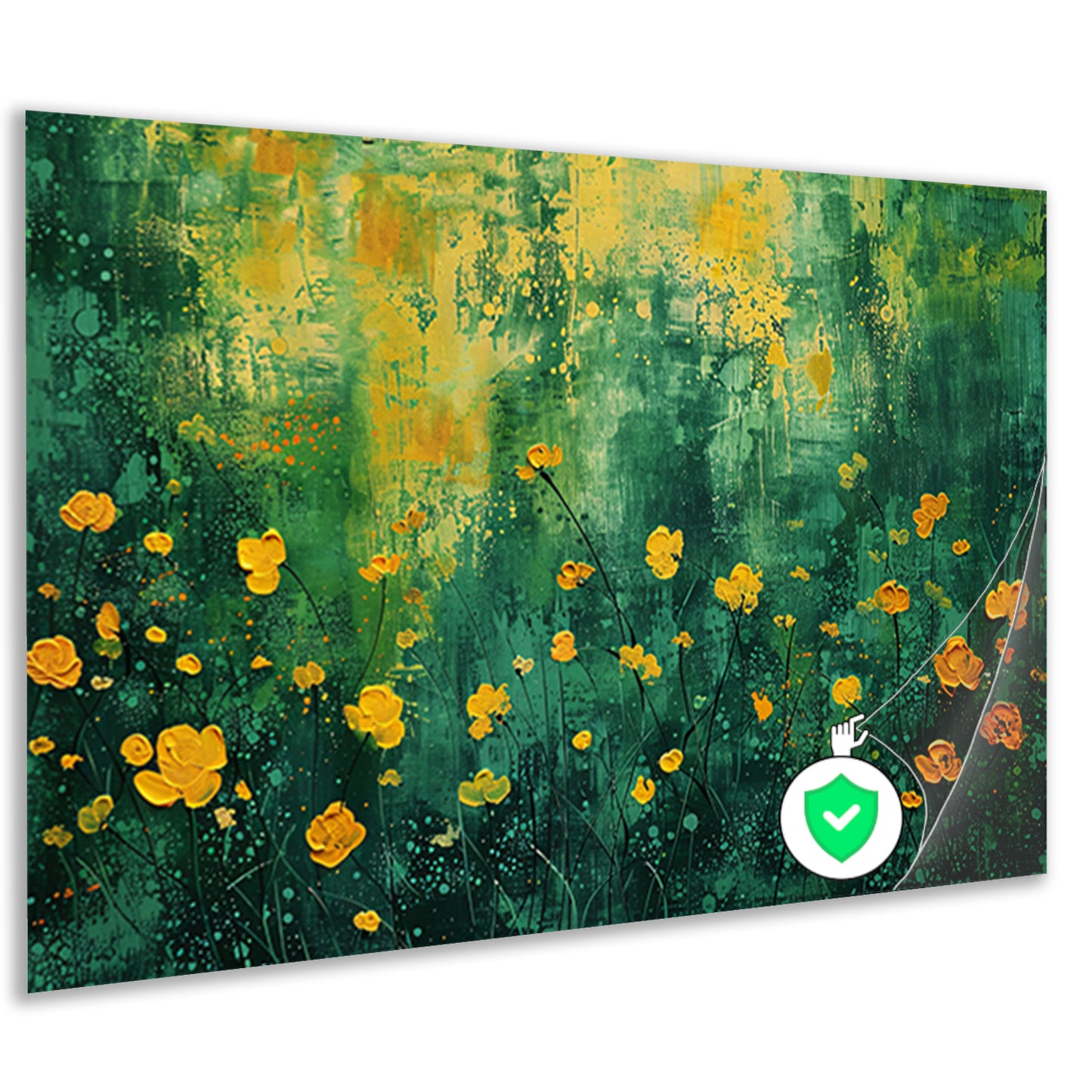 Kleurrijk bloemenveld in popart stijl poster