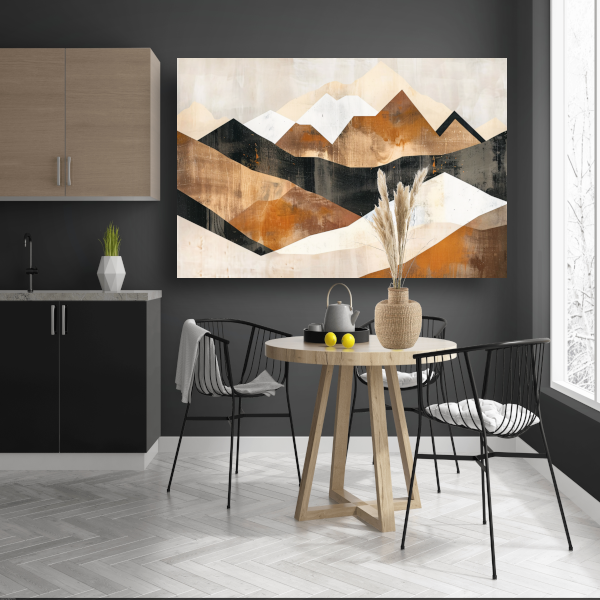Abstracte Geometrische Bergen in Monochroom canvas
