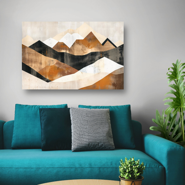 Abstracte Geometrische Bergen in Monochroom canvas