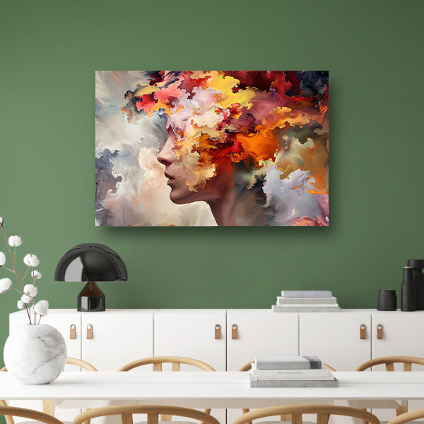 Vrouwelijke abstractie in lijnen canvas
