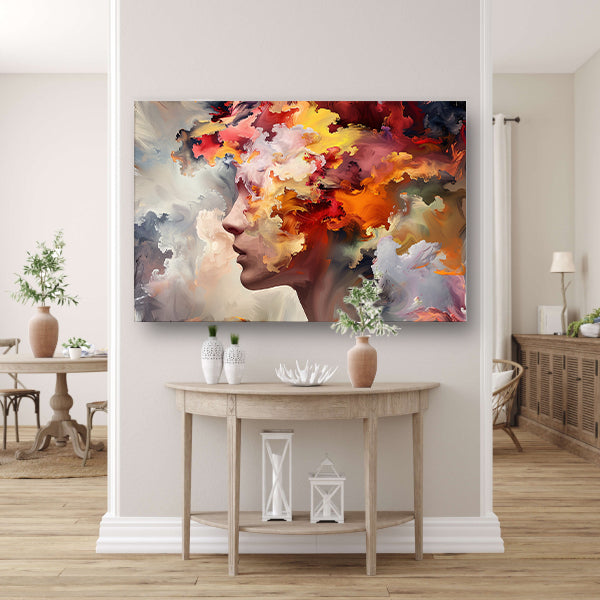 Vrouwelijke abstractie in lijnen canvas
