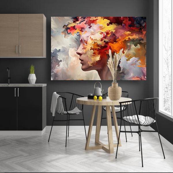 Vrouwelijke abstractie in lijnen canvas