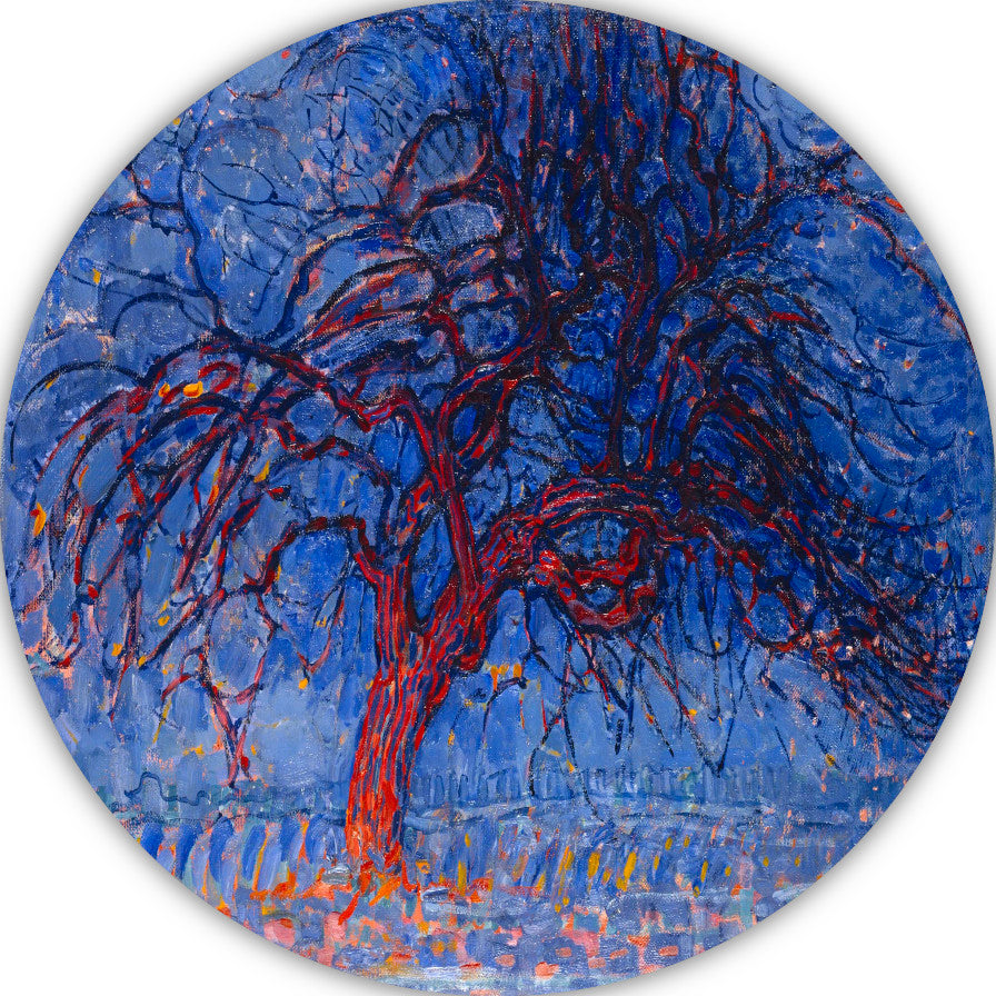 De rode boom - Piet Mondriaan aluminium muurcirkel