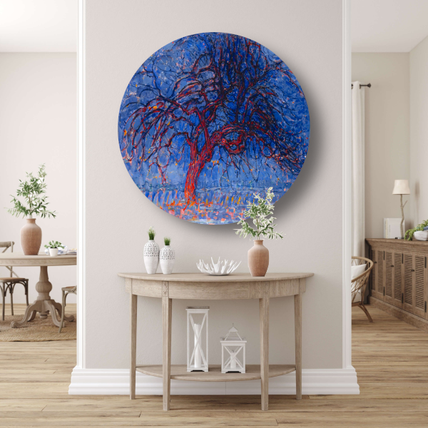 De rode boom - Piet Mondriaan aluminium muurcirkel