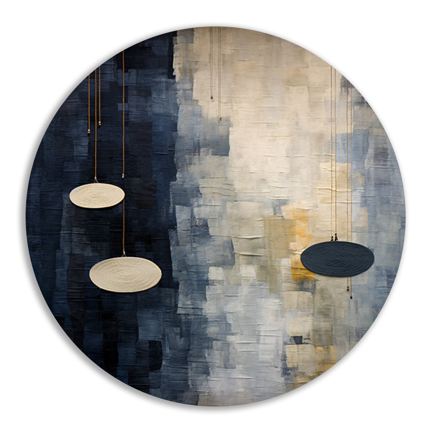 Drie cirkels, minimalistische muurdecoratie aluminium muurcirkel