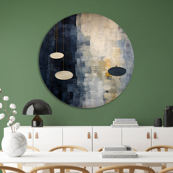 Drie cirkels, minimalistische muurdecoratie aluminium muurcirkel