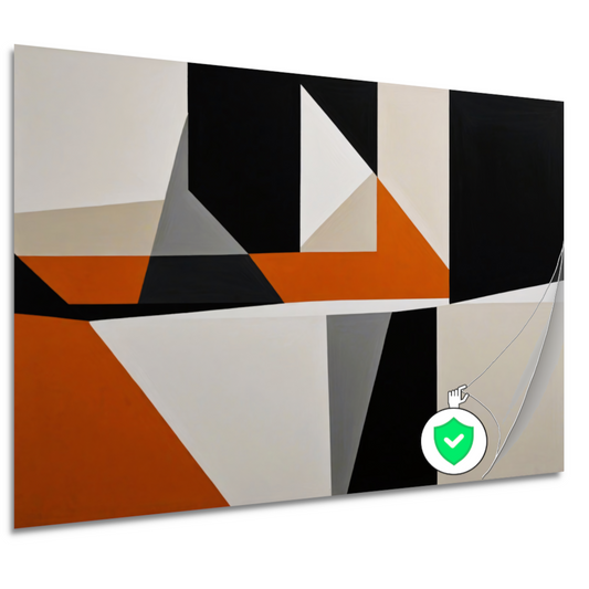 Abstract geometrisch spel van oranje en zwart poster