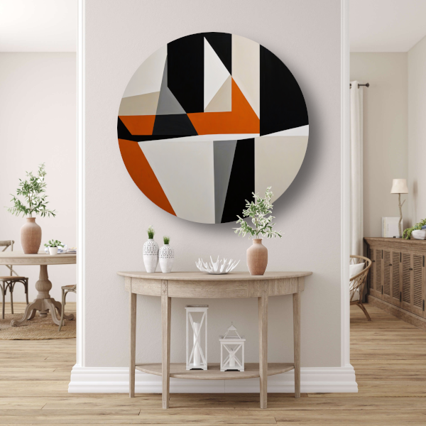 Abstract geometrisch spel van oranje en zwart forex muurcirkel