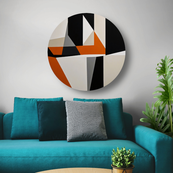 Abstract geometrisch spel van oranje en zwart forex muurcirkel