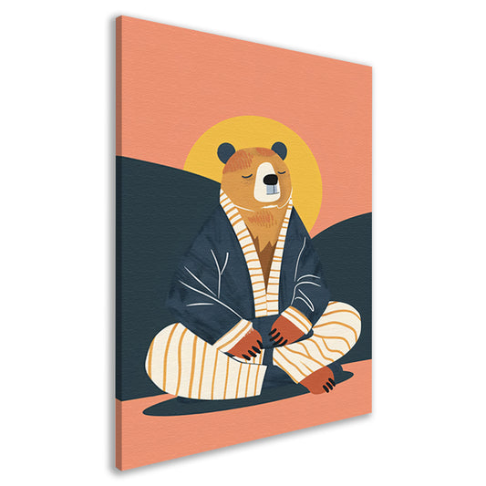 Mediterende Beer in Pyjama canvas