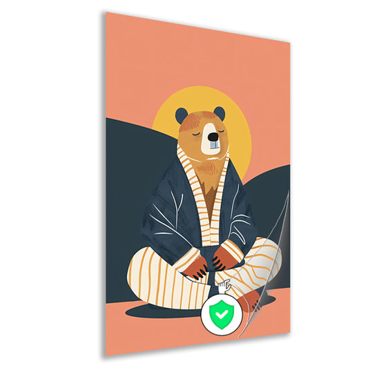 Mediterende Beer in Pyjama poster