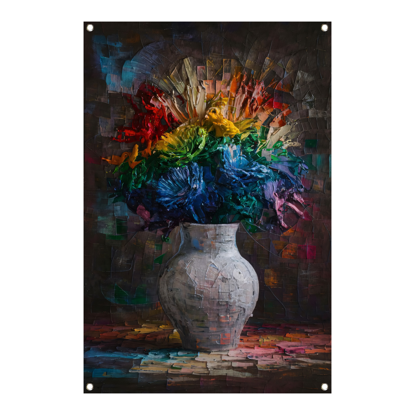 Explosie van Kleur in Vaas tuinposter