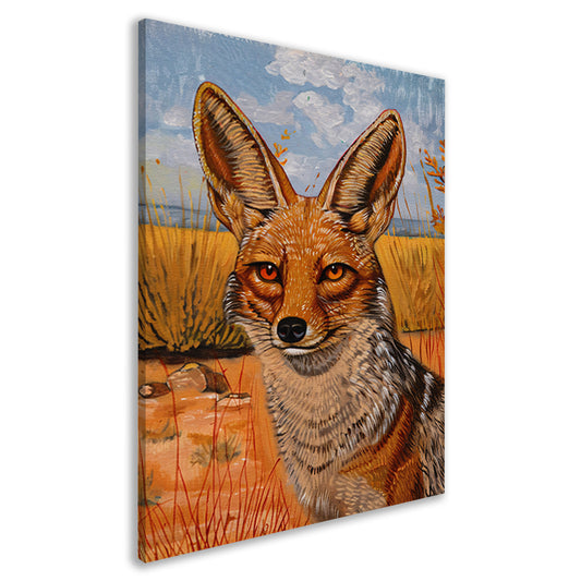 Schilderij van een vos in het veld canvas